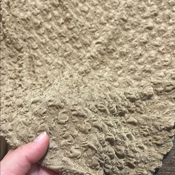 NWT Light Tan Textured Asymmetric Ruffled Midi Dress by Commense - Picture 7 of 9